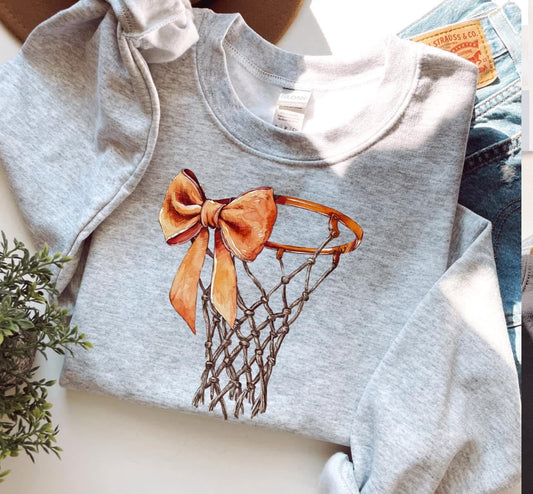 Basketball Orange Bow Gildan Sweatshirt 18000