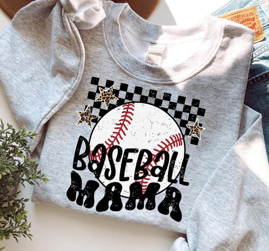 Baseball Mama Leopard Stars on Gildan Collection
