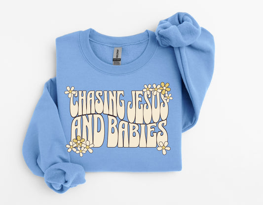 Chasing Jesus and Babies Sweatshirt Gildan 18000