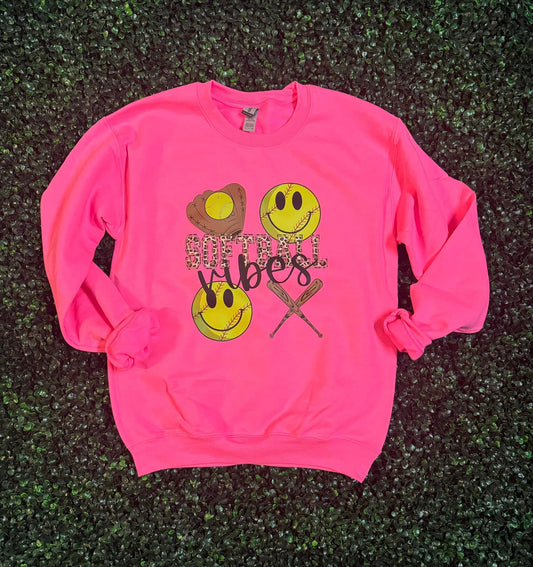Youth Softball Vibes W/ Bats Gildan Sweatshirt 18000b