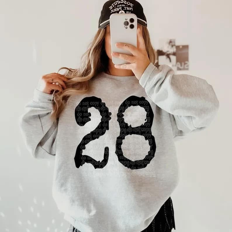 Typography Numbers Gildan Sweatshirt 18000