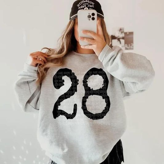 Typography Numbers Gildan Sweatshirt 18000