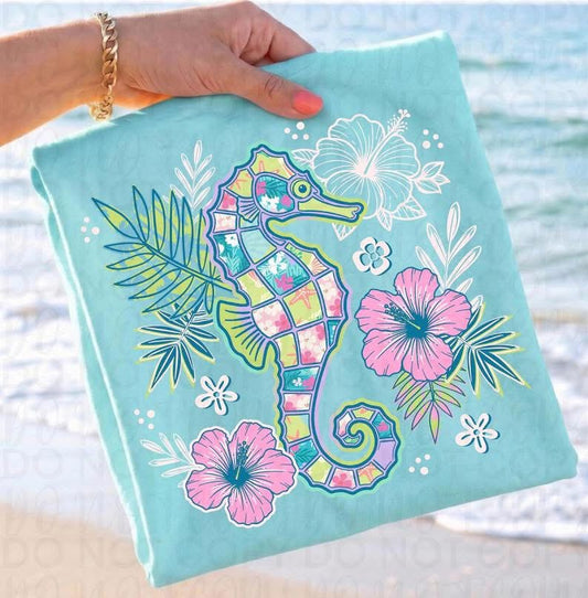 Floral Seahorse Short Sleeve/Comfort Color 1717