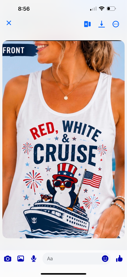 Custom Penguin Red White & Cruise Tank Bella 3480
