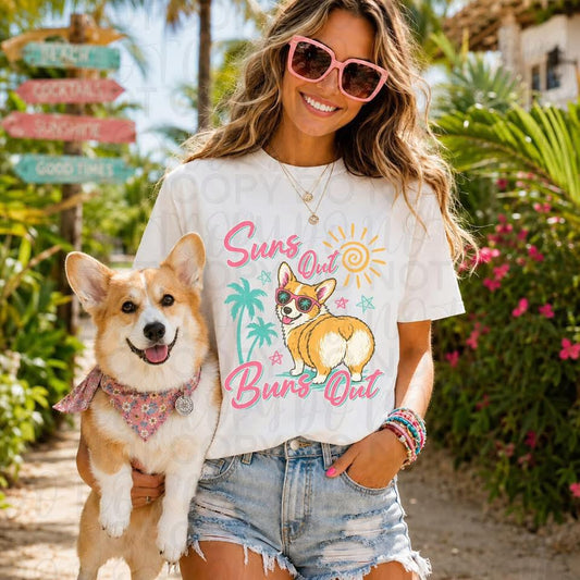 Suns Out Corgi Lover Short Sleeve/Comfort Color 1717