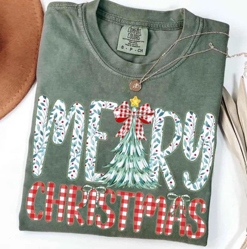 Gingham Merry Christmas Short Sleeve/Comfort Color/1717