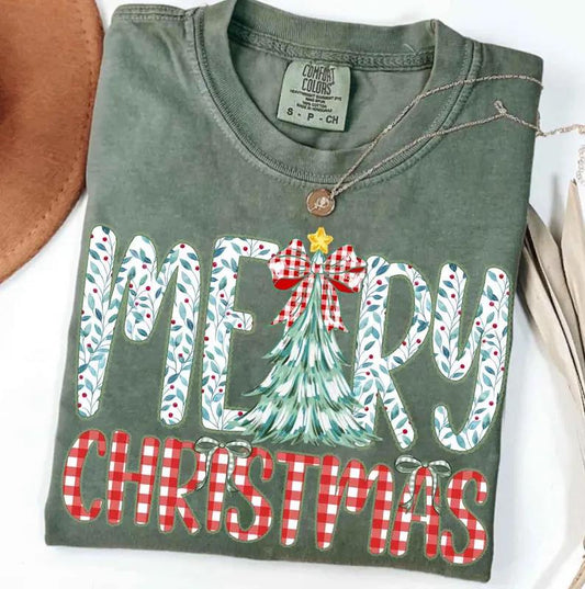 Gingham Merry Christmas Short Sleeve/Comfort Color/1717