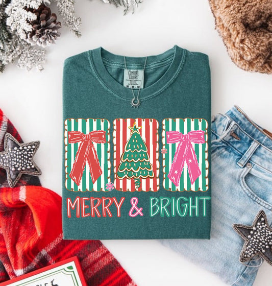 Merry & Bright Preppy Stripes Short Sleeve/Comfort Color/1717