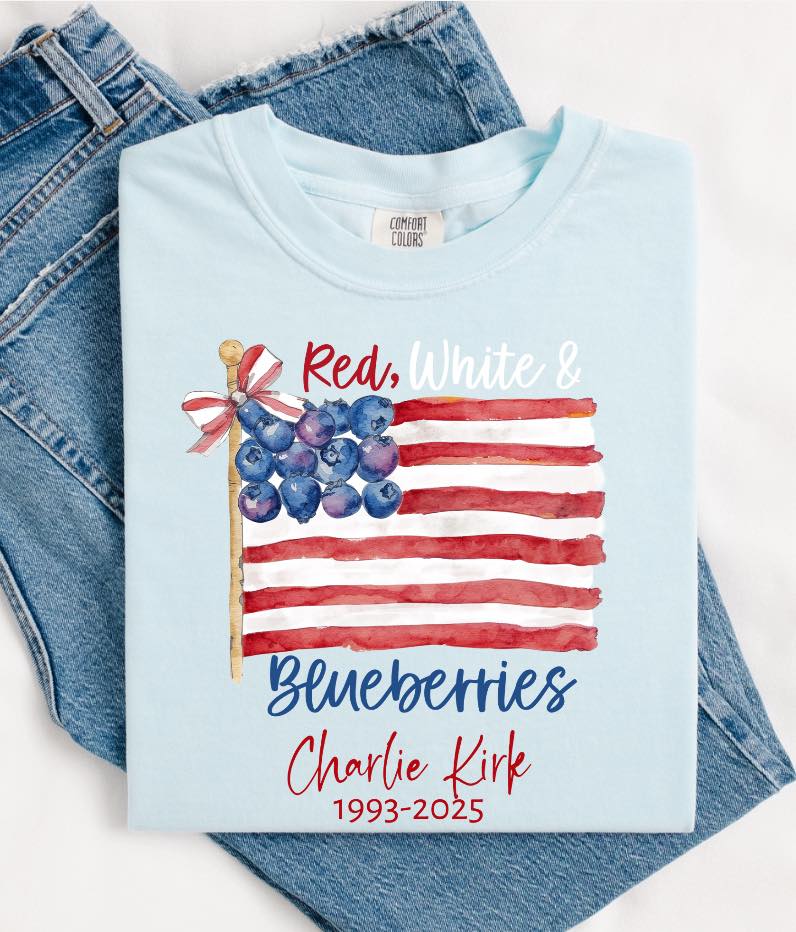 Charlie Kirk Red, White & Blueberries Short Sleeve/Comfort Color/1717