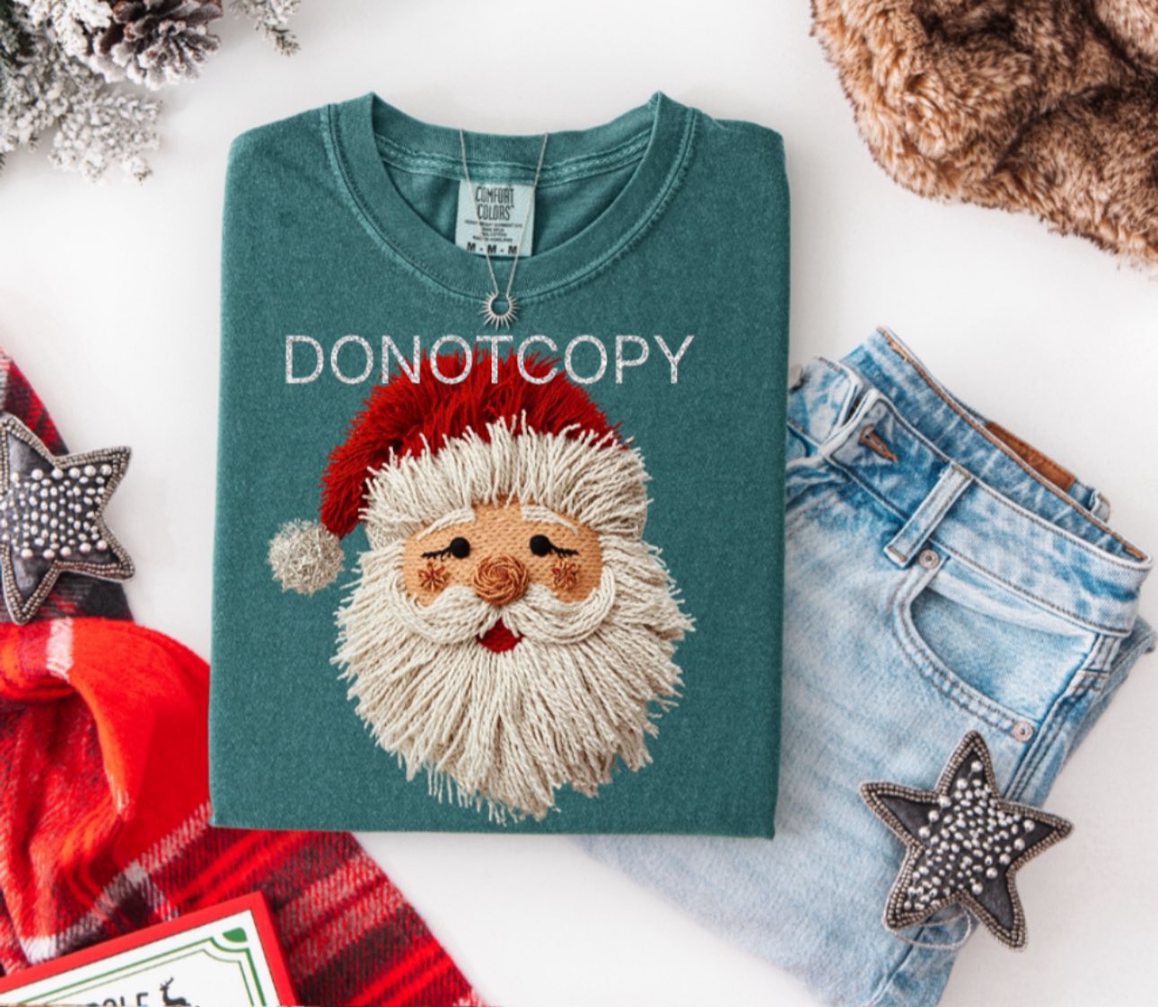 Faux Yarn Santa Short Sleeve/Comfort Color/1717