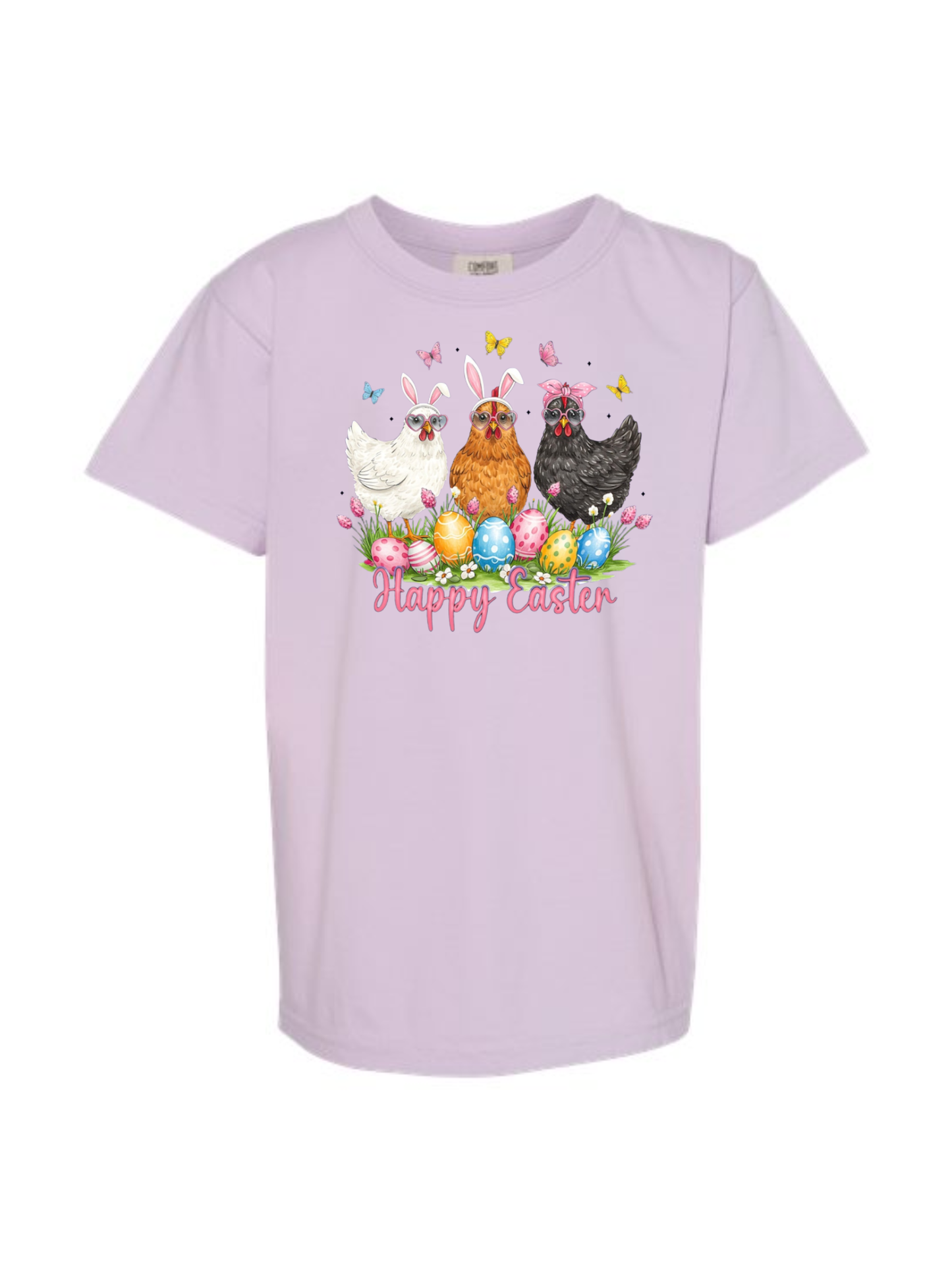YOUTH Happy Easter Chickens Short Sleeve / Comfort Color / 9018