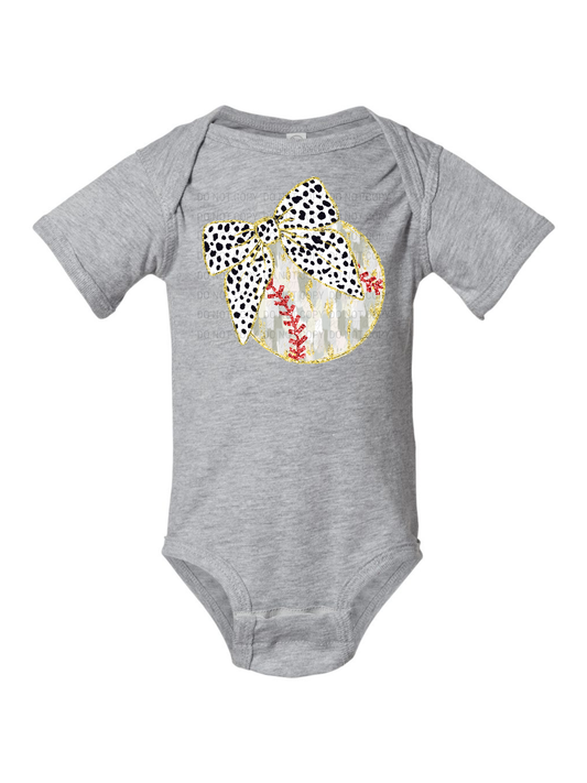 INFANT Brushstroke Baseball Short Sleeve Onesie/Rabbit Skins/4424