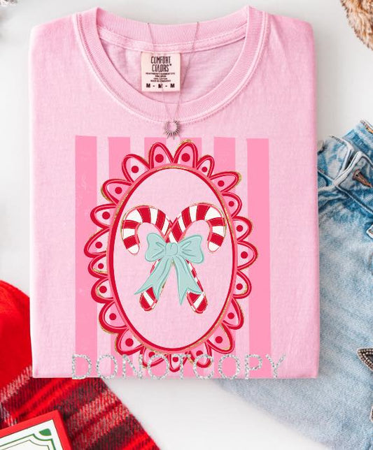 Vintage Candy Canes Short Sleeve/Comfort Color/1717