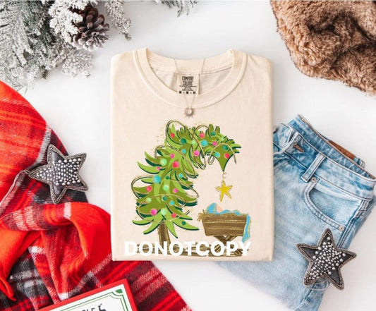 Whimsical Tree Blessing Baby Jesus Short Sleeve/Comfort Color/1717